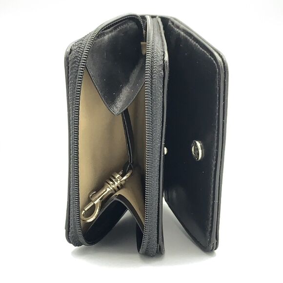 Levenger Leather Bifold Womens Wallet  Snap Closure Spare Key Hook Change Purse - Picture 7 of 9